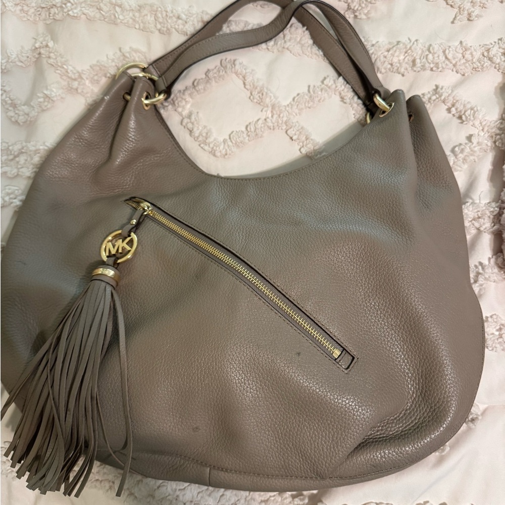 Michael Kors Gray Leather Hobo Bag
